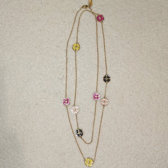 Kate Spade Enamel Flower Station Necklace - Picture 1 of 3